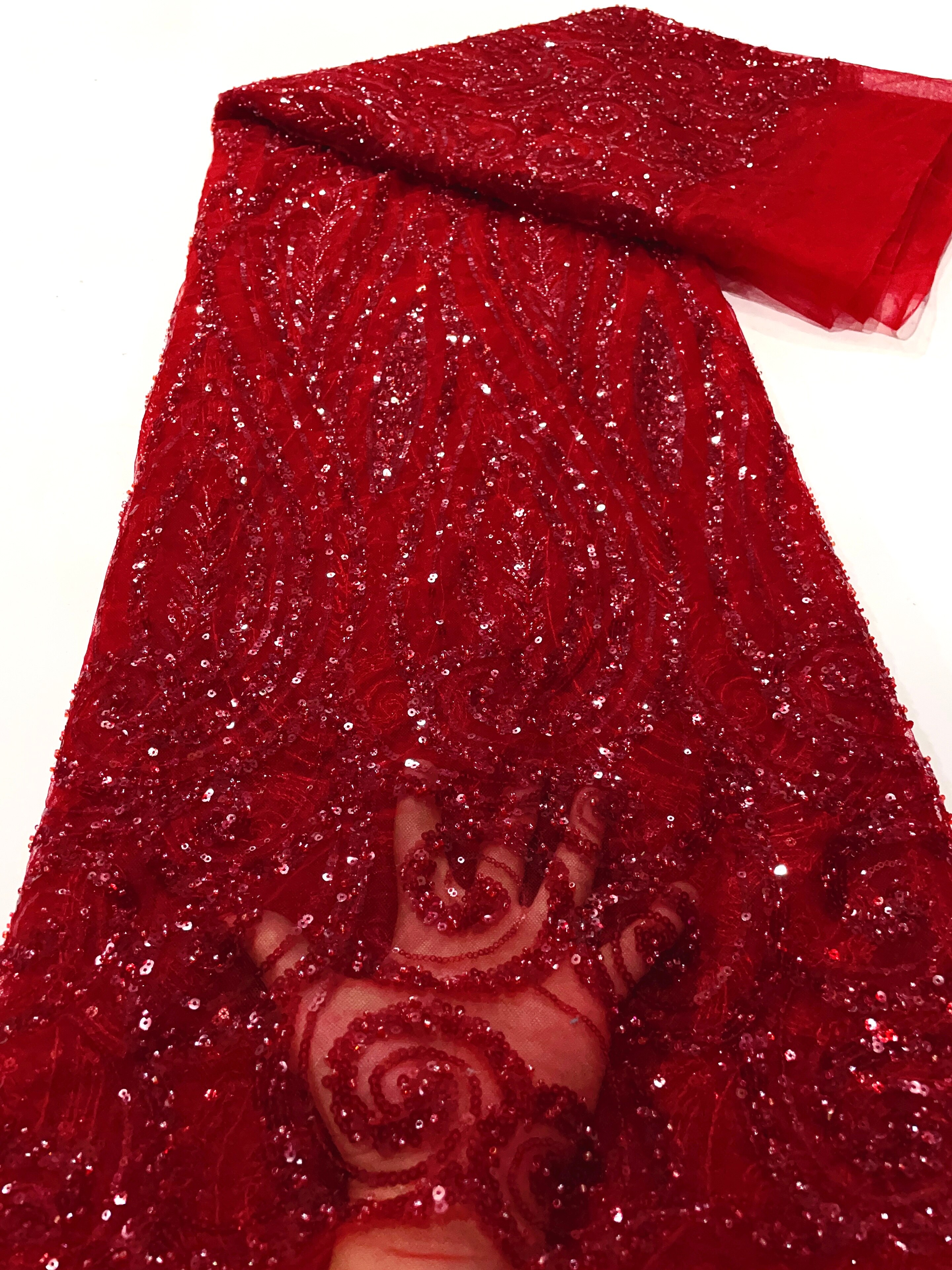 Luxury Sequence African Lace Fabric 5 Yards 2023 High Quality French Tulle Beades Nigerian Asoebi Wedding Fabric